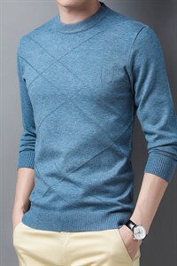BJY08805冬季新款男士圆领加厚毛衣针织打底衫男装保暖P58图片