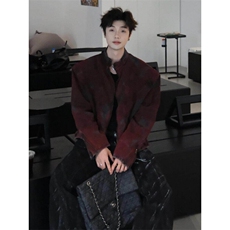 自拍图现货褶皱喷漆做旧牛仔外套男高级感痞帅SN8955-P93，男装夹克，星座1109-4