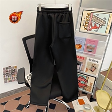 加绒美式复古条纹直筒垂感运动卫裤男宽松阔腿休闲裤2214P42，男装休闲裤，星座410-2