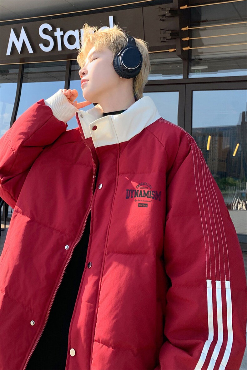 ！2025冬季男士立领棉衣撞色简约印花情侣棉服外套MY213特P80,男装棉衣,电商B220