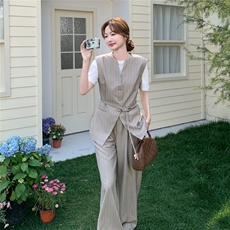 ~~陆续现货新款条纹面料两件套P170三件套190K248K278，女装套装/套裙，2C262