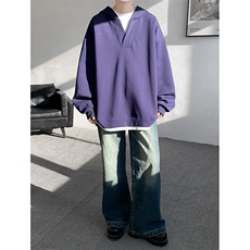 8XL-M叠穿假两件卫衣重磅连帽V领拼接套头衫宽松大码外套WY006P65，女装短外套，电商B312