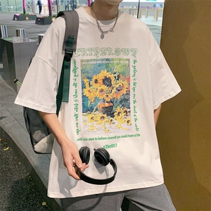 1港风休闲运动情侣大码M-5XL中性潮短袖T恤男DT7707P25控38图片