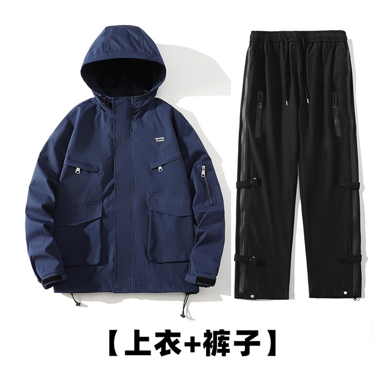 秋季冲锋衣套装男户外男士休闲裤一套潮流防水A266-TZJK8019-P110,男装休闲裤,电商A266