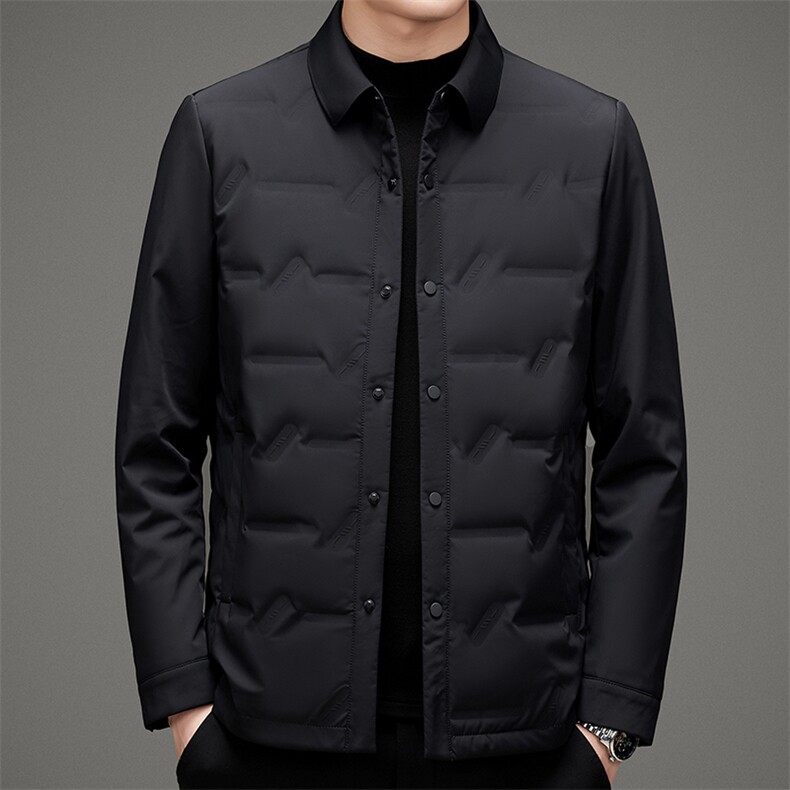 纯色翻领90鹅绒羽绒服男士冬季商务休闲简约羽绒袄MSNAD2118-P265图片