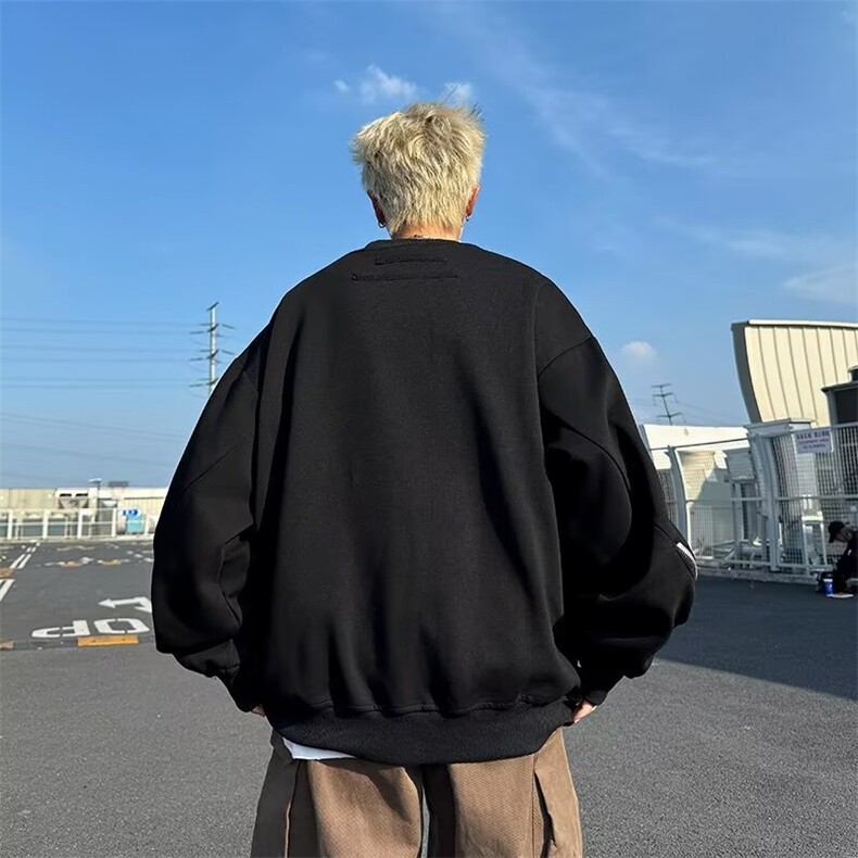 欧美高街卫衣男早秋炸街休闲拉链设计感宽松圆领外套上衣A45/P48,女装短外套,星座506