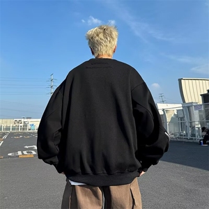 欧美高街卫衣男早秋炸街休闲拉链设计感宽松圆领外套上衣A45/P48图片