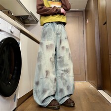 XZ616春季美式做旧印花缉明线打褶休闲牛仔裤K26009特P45控88，男装牛仔裤，星座512A（原616）