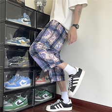 2026夏美式扎染冰丝凉感褶皱速干阔腿短裤七分裤K9909/特P38紫3，男装牛仔裤，电商A094