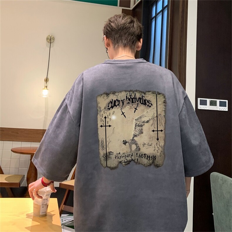 电商DSA028-DTLP2408特P19量大优供视频重磅麂皮绒短袖t恤男,男装T恤,电商A028