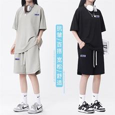 夏季女士套装舒适百搭运动装潮牌美式休闲短袖短裤TZ18-特批70，男装休闲套装，星座718