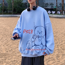 21秋季新款小熊印花男士圆领套头卫衣女上衣WY311P30限48，男装卫衣，电商A089-1
