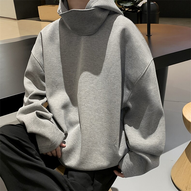 纯色套头高级感宽松上衣秋季韩版立领连帽小众卫衣男W7943-P45,男装卫衣,星座512-4