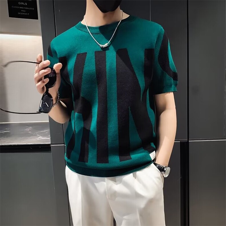 冰爽丝男秋冬短袖针织衫上衣修身圆领半袖男士内搭打底衫男M863,男装针织衫/毛衣,星座1116A-2（原606A-1）