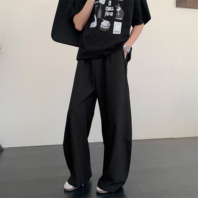 松弛感立体剪裁活页弯刀垂坠感阔腿西裤拖地休闲长裤2203/p45，男装西裤，电商B381-2