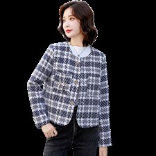 毛呢外套女2021秋冬新款短款长袖格子时尚潮流小香风气质外套，女装毛呢外套，尚洛菲