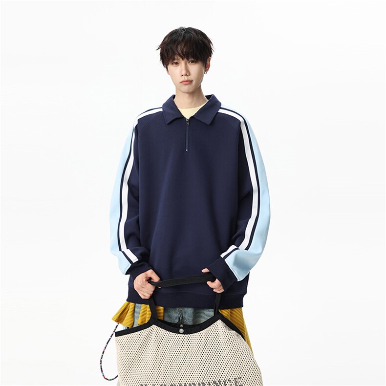 311B-1-9116-P37控69大码时尚高街套头卫衣拼接宽松休闲百搭，男装卫衣，星座311B-1