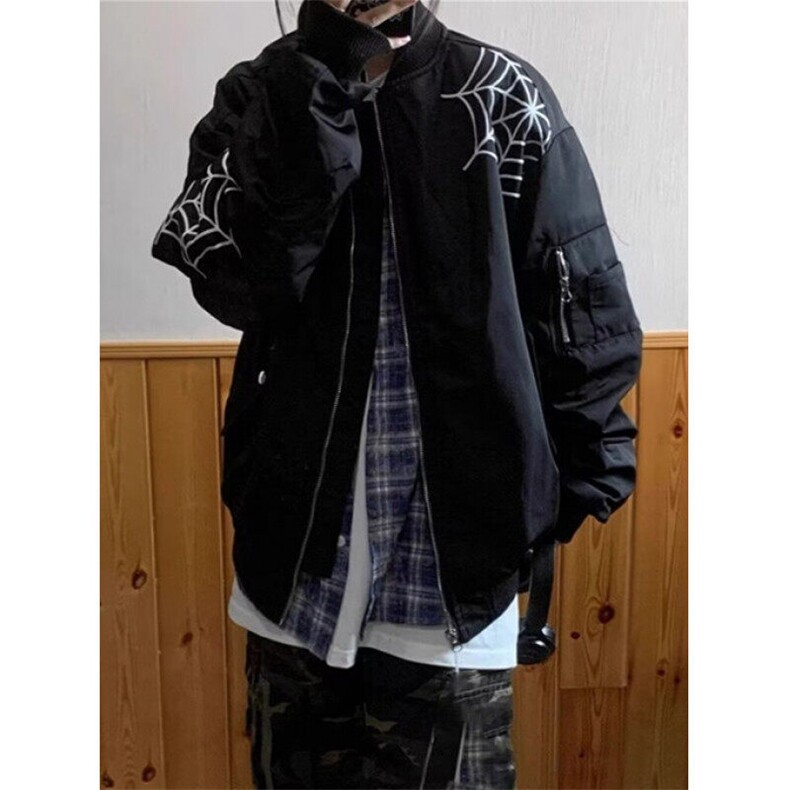 早春新款外套蜘蛛印花棒球服男女春秋宽松机车夹克上衣JK355,男装夹克,星座1116A（原606A-3）