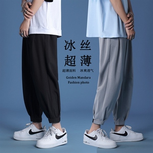 冰丝裤子男宽松透气直筒休闲裤夏季薄款运动裤  K118-特批35图片