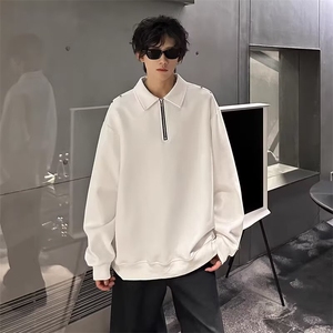 SM05-P42 翻领卫衣男士春秋季潮流宽松百搭polo衫长袖t恤半拉链图片