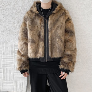 8XL-M 复古双面加厚毛绒皮草短款工装派克服外套MY1707P158控188图片