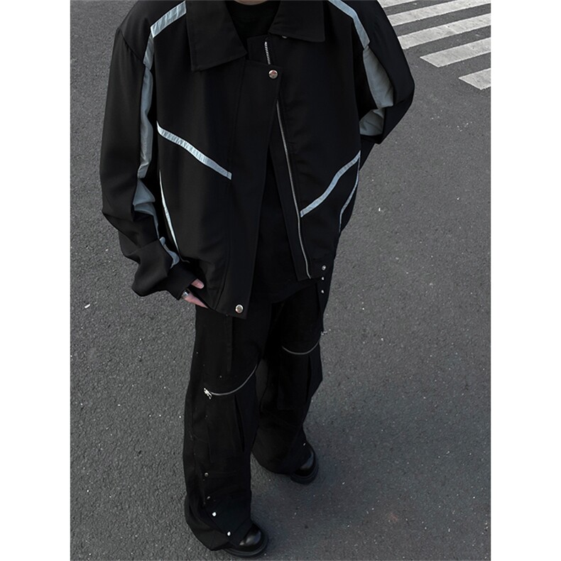 自家图，博主风cleanfit外套男短款撞色美式飞行员夹克JK2403-P85,男装夹克,星座1007（原301D）