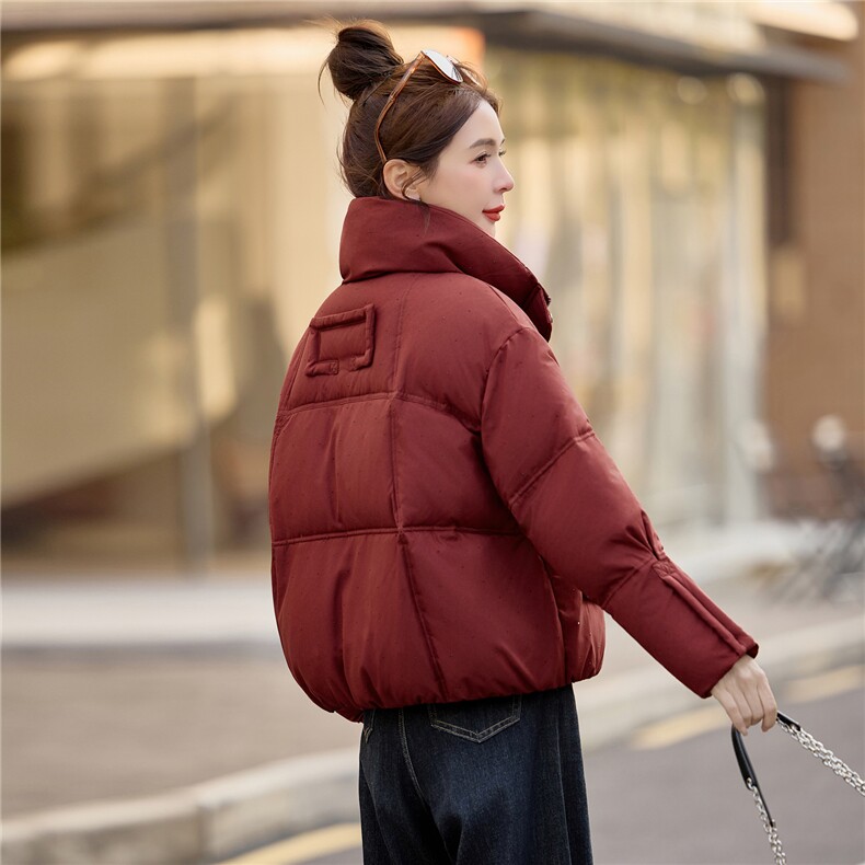 时尚烫钻立领白鸭绒羽绒服女2025冬新款加厚保暖,女装羽绒服,余墨