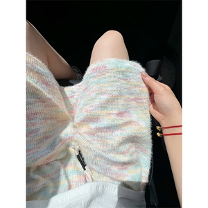 YK86067-P25 70%涤纶30%锦纶 马海毛扎染针织彩虹短裤男夏季图片