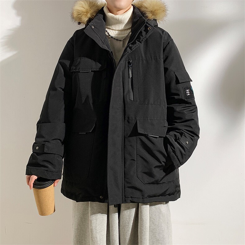 港风2026新品冬季宽松棉服派克服毛领冬装加厚外套D010-P145,男装棉衣,星座717