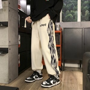 2024春新款港风元素拼接抽绳束脚休闲运动裤KZ02-P55控79，男装休闲裤，星座914-3