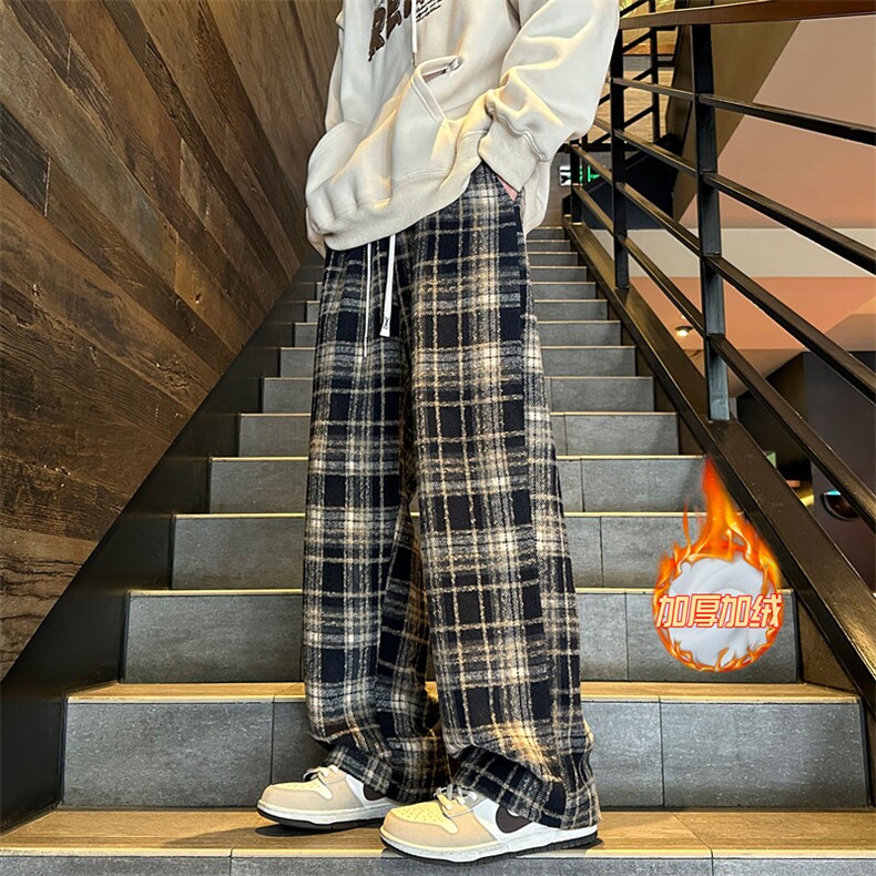 XZ616冬季新款毛呢格子加绒加厚直筒休闲长裤TY997P65控78,男装休闲裤,星座512A（原616）