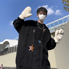 B219-P60慵懒风套头针织衫秋冬新款日系复古oversize麻花毛衣男，男装针织衫/毛衣，星座512-6
