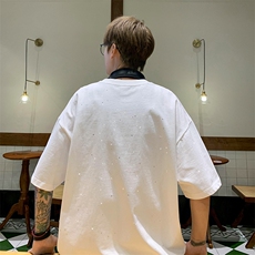 量大优供抖音视频支持得物配合二开美式满天星亮片短袖T恤MTX203，男装T恤，电商A486