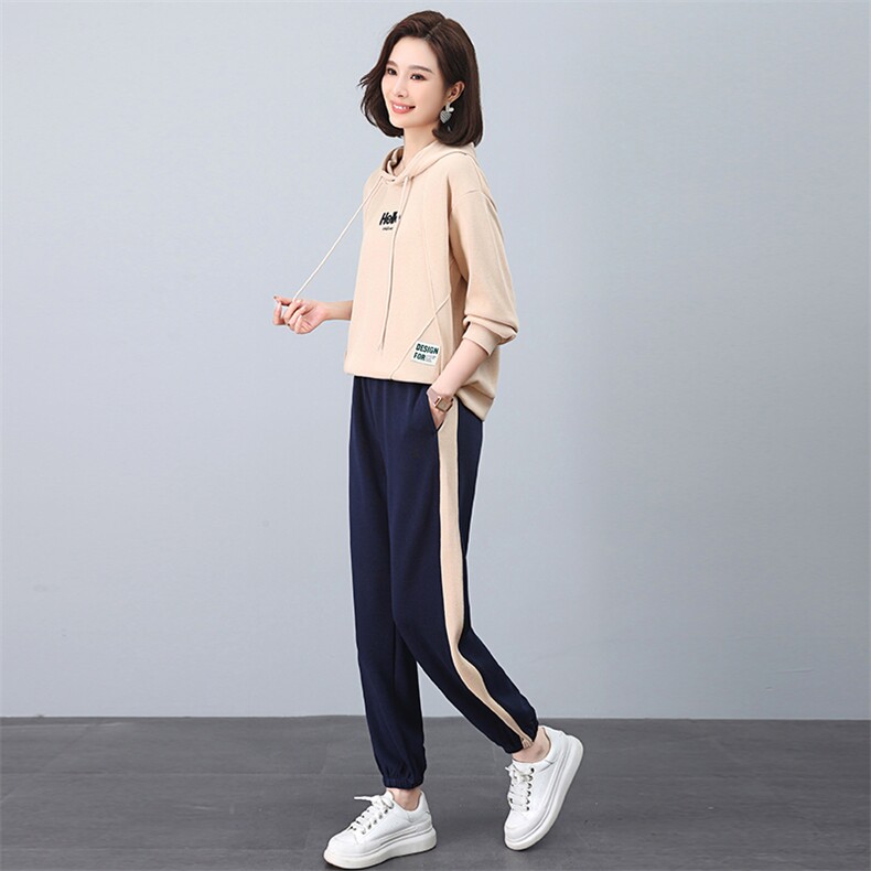 运动套装女春秋2024新款春装妈妈时尚洋气女士秋季宽松休闲两件套,女装套装/套裙,涵誉
