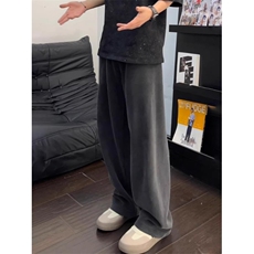 深灰色美式健身运动卫裤男冬季重磅垂感裤子显腿长高腰休闲裤，男装休闲裤，四季星座505