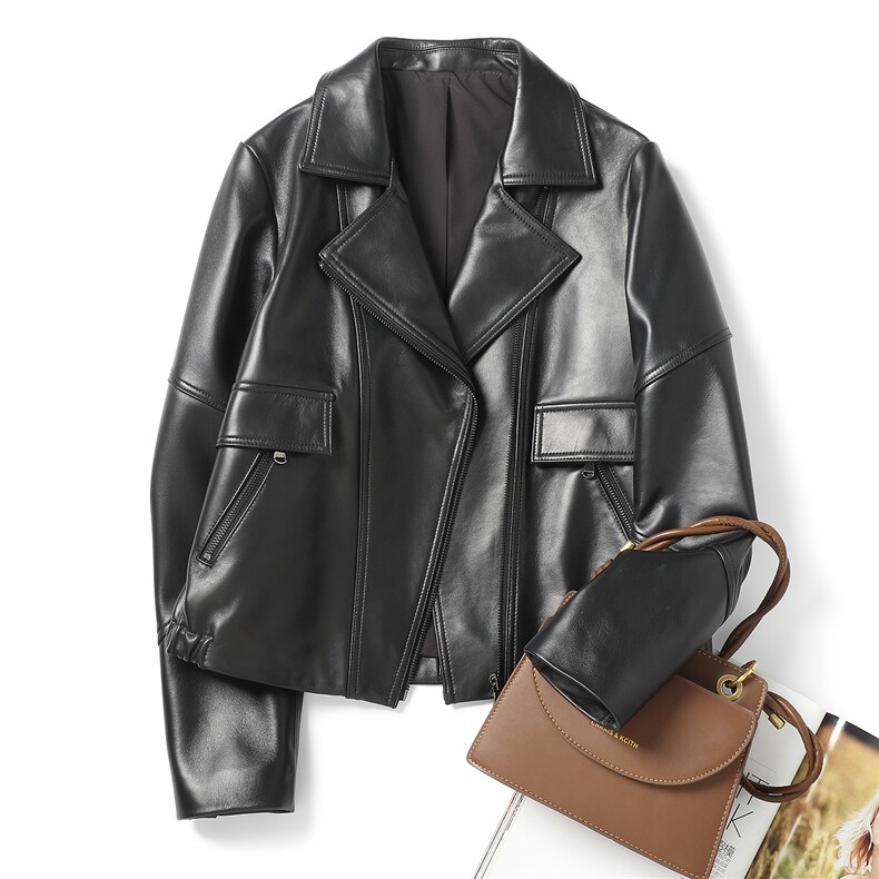 秋季新款海宁皮衣女短款外套修身时尚韩版休闲大码春秋女装皮夹克，男装夹克，电商B360A（原721A）
