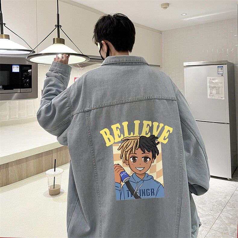 牛仔夹克男大码牛仔外套男茄克NJ77271-P60加绒款-P75,男装夹克,电商A040