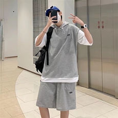 夏季港风休闲套装男假两件t恤宽松运动短裤短袖两件套T864-P35，男装T恤，星座512-2