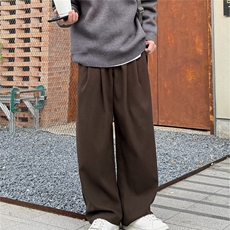 美式复古咖色小西裤男宽松直筒休闲长裤痞帅阔腿垂坠感西装裤，男装西服套装，星座506A