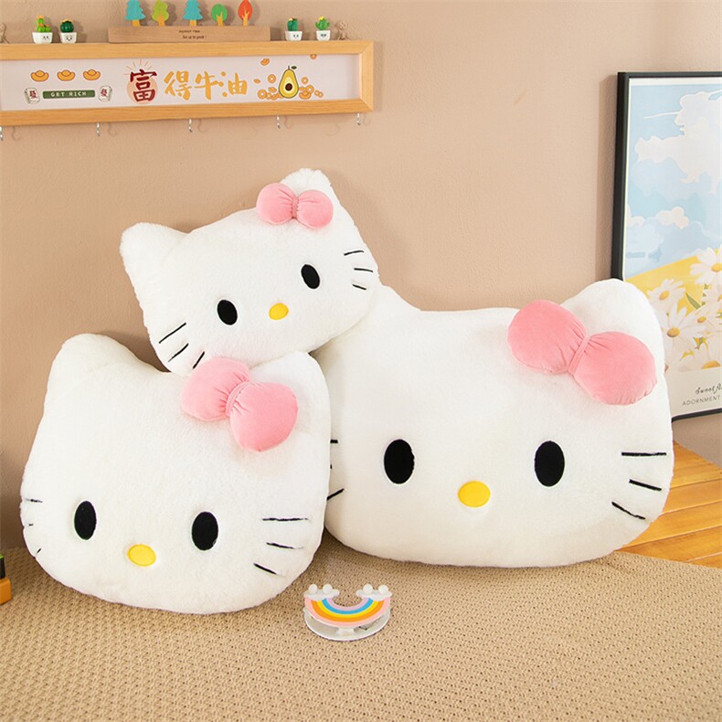 hellokitty抱枕可爱大头沙发靠垫猫头毛绒靠枕高颜值卡通少女枕靠，可妍玩具网供
