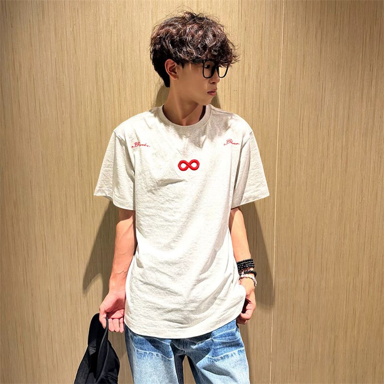 万针全刺绣解构设计260克重磅双纱纯棉高品质美式高街短袖T恤特35,男装T恤,电商A486