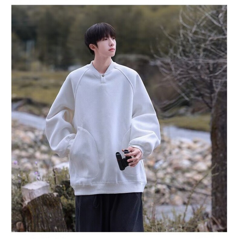 1506/Q67770/P40秋季日系复古套头纯色宽松休闲情侣上衣外套，女装短外套，星座1506