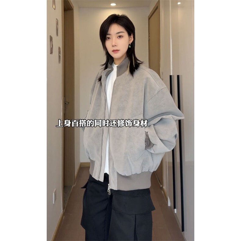 特批60抖音美式复古硬汉立领飞行员夹克做旧cleanfiJK3095,男装夹克,电商A128