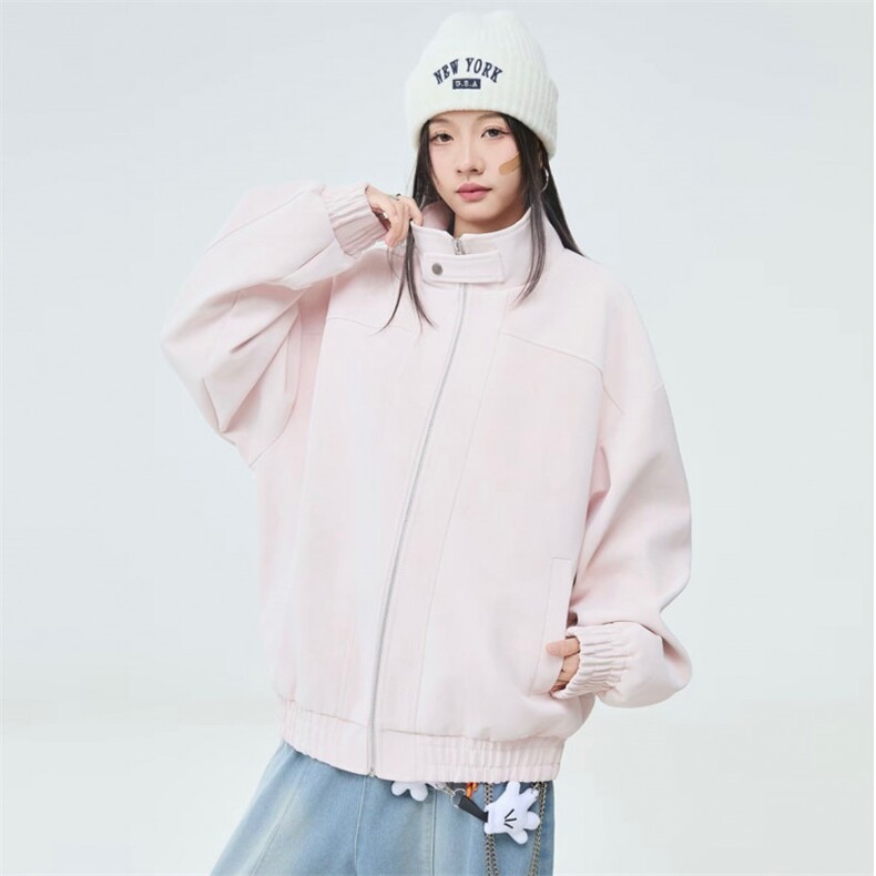 网图春秋款粉色皮夹克立领外套JK563-特P70,男装夹克,星座1213