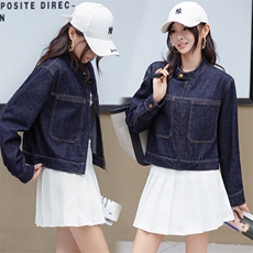 高级感气质牛仔短外套女春秋新款小个子宽松百搭复古长袖夹克上衣，女装牛仔外套，潮流依族