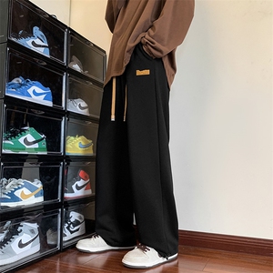 港风休闲裤男宽松大码直筒拖地裤束脚裤卫裤KP713 P35图片