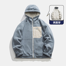 冬季新款羊羔绒加厚棉衣双面穿港风宽松连帽时尚百搭MY9300-1P110，男装棉衣，电商A128