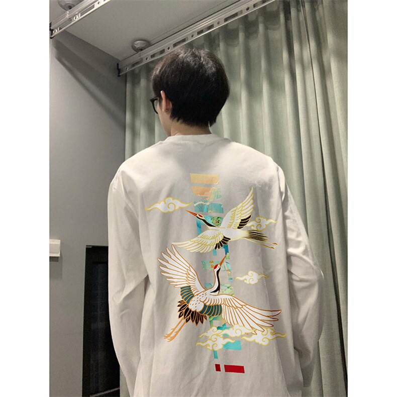 现货已做版权秋冬打底潮仙鹤宽松纯棉长袖男WY20-P30控48,男装卫衣,星座205-5