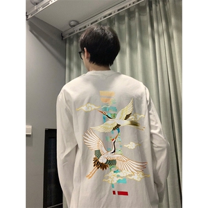 现货已做版权 秋冬打底潮仙鹤宽松纯棉长袖男 WY20-P30 控48图片