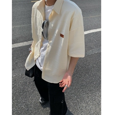 2026夏短袖格子衬衫大码男纹理提花衬衣薄外套CS580/特P35杏色5，男装衬衫，电商A094